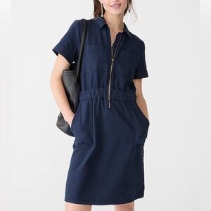 J.CREW Size 6 Navy Dress Chino Utility Half Front Zip Versatile Cinched Waist